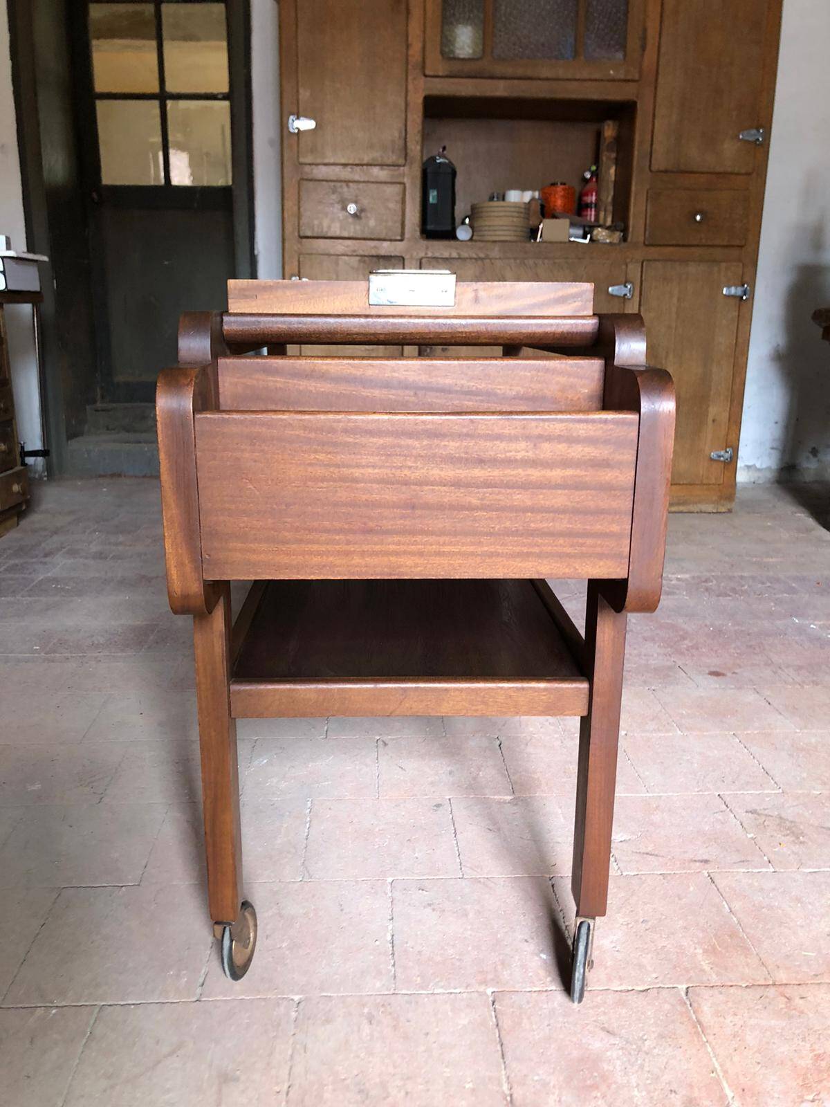 Vintage wooden trolley, vintage design trolley, rolling furniture, servant