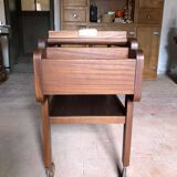 Vintage wooden serving trolley, vintage design serving trolley, rolling furniture, serving cart