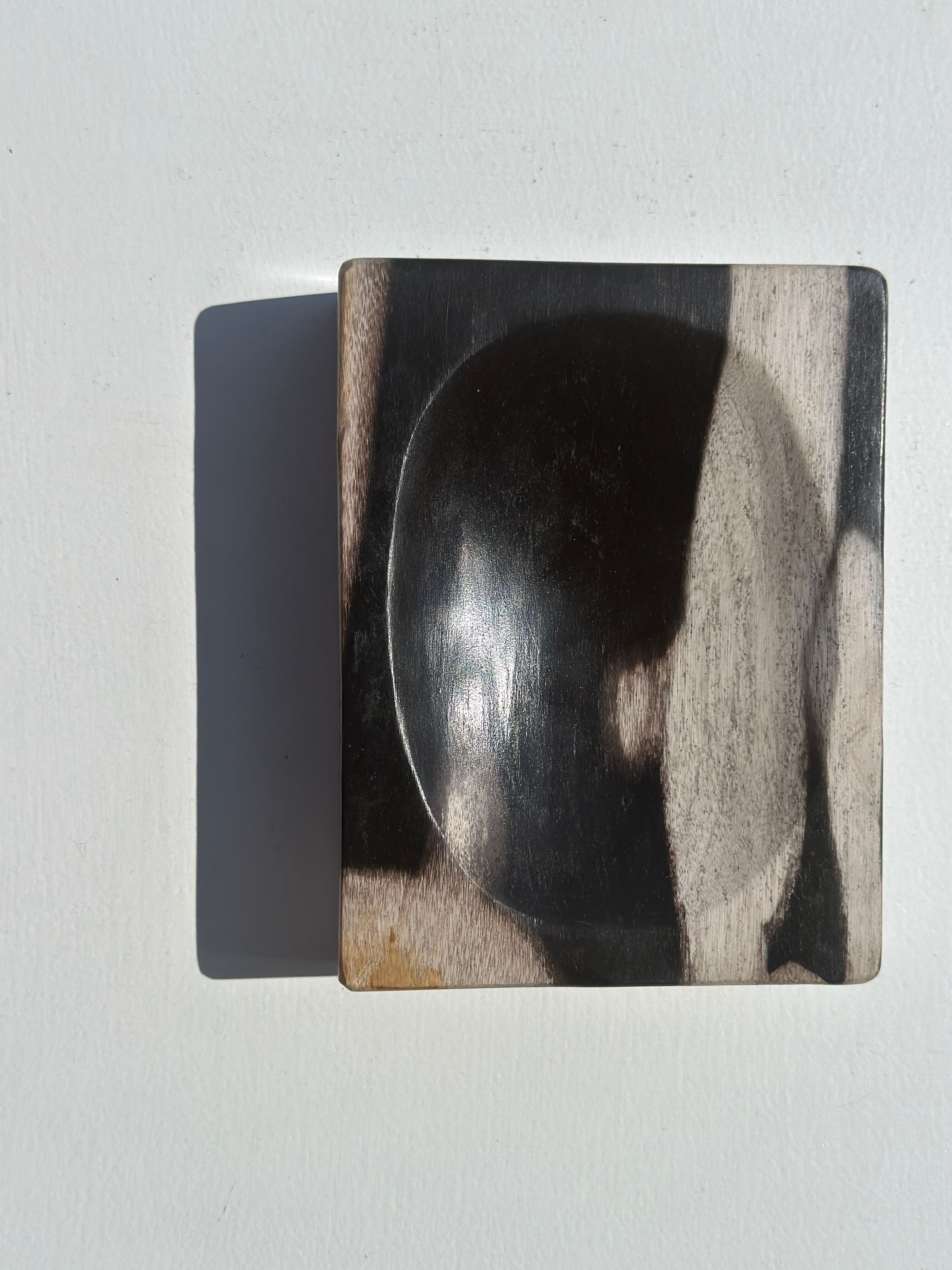 Symmetrical multicolored petrified wood soap dish
