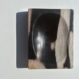 Symmetrical multicolored petrified wood soap dish