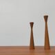 Vintage Danish teak candle holders, set of 2.