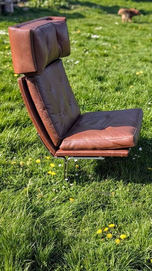 Unique piece - Danish chrome and leather armchair attributed to Poul Nørreklit