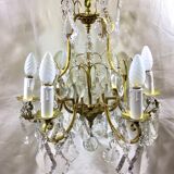 Cage chandelier 6 lights in bronze and crystal