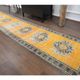 Vintage Turkish Oushak handmade wool cotton orange runner rug 74x350
