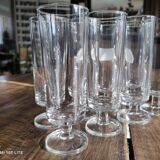 Set of 8 vintage glass champagne flutes Luminarc transparent Sweden model