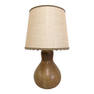 XL gourd lamp in ceramic and jute fabric, France circa 1960.