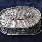 Basket, old basket in woven silver metal wire