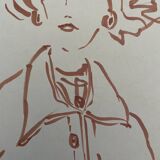 Painting signed in ink fashion engraving "study model of woman's jacket"