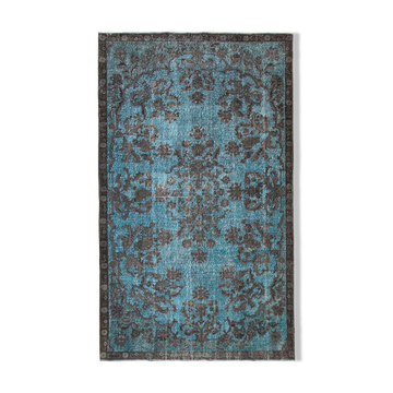 Handmade rustic anatolian 1980s 195 cm x 328 cm blue rug