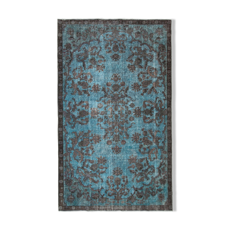 Handmade rustic anatolian 1980s 195 cm x 328 cm blue rug
