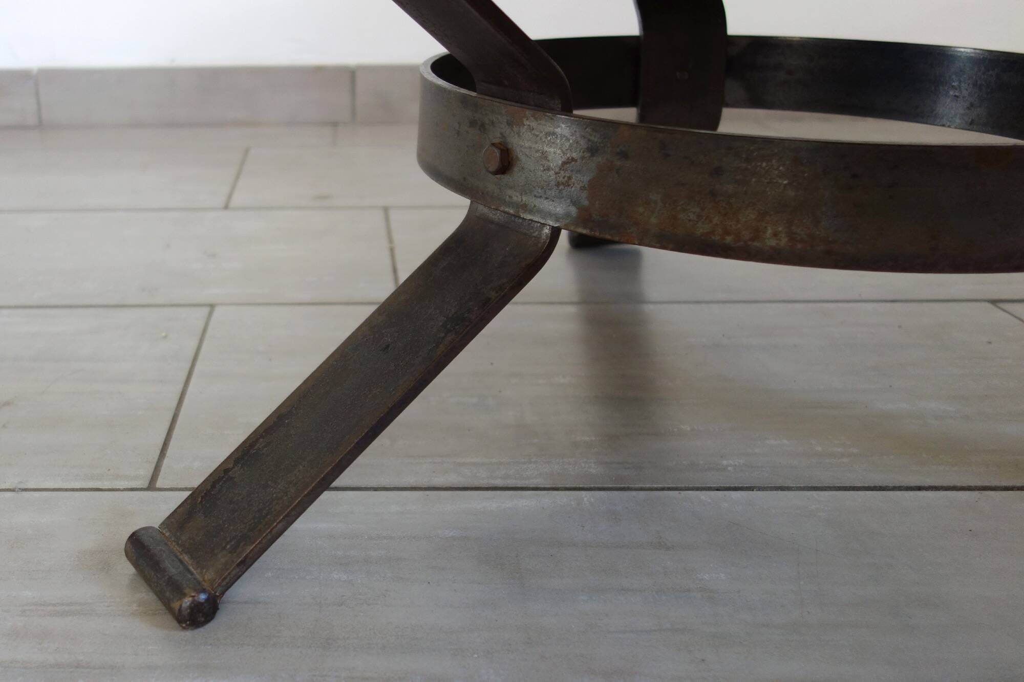 Vallauris metal and ceramic coffee table, 1960s