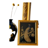 Embroidered peacock frame
