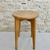 Solid wood stool from the 50s
