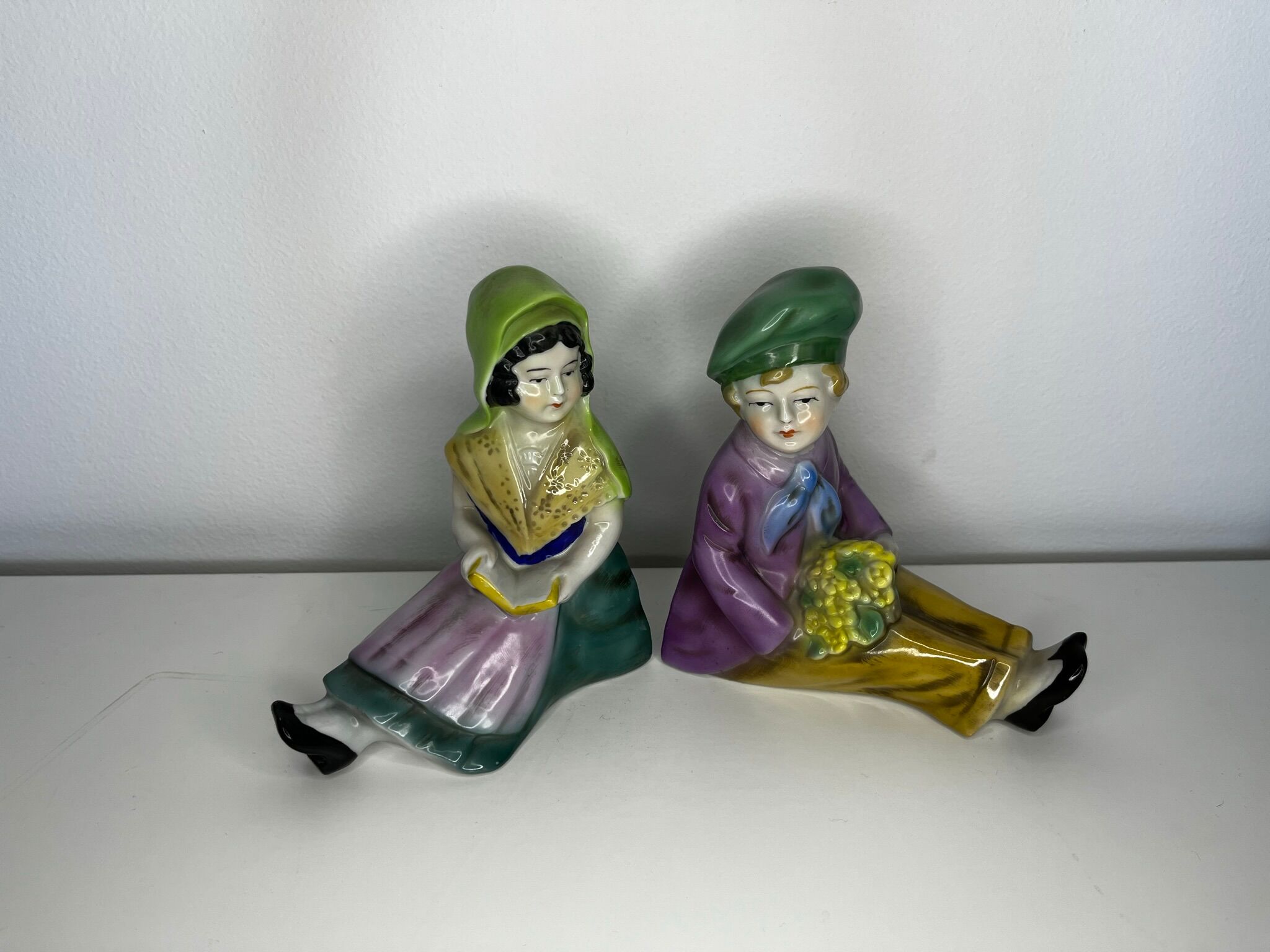 Pair of German porcelain bookends