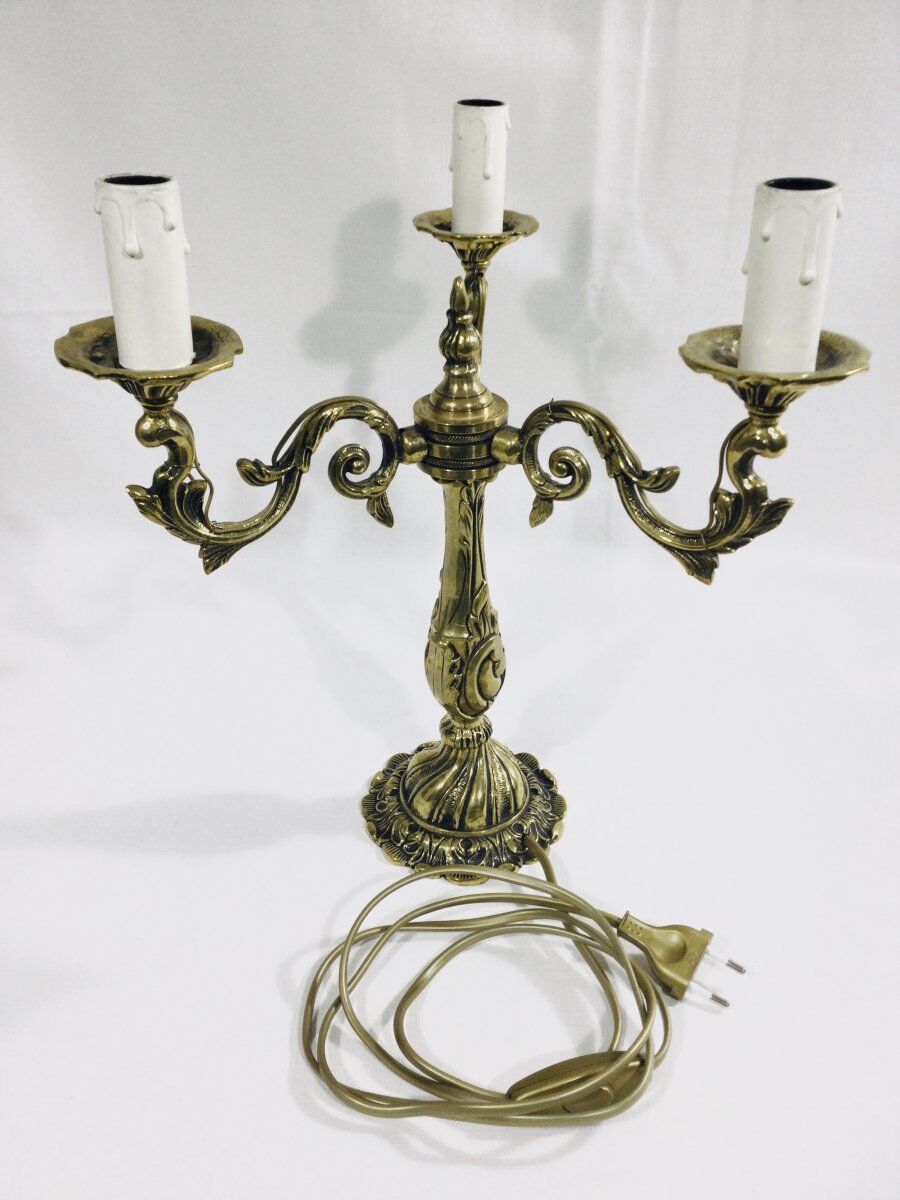Pair of girandoles 3 bronze lights