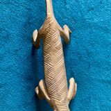 6 crocodile-shaped brass knife holders