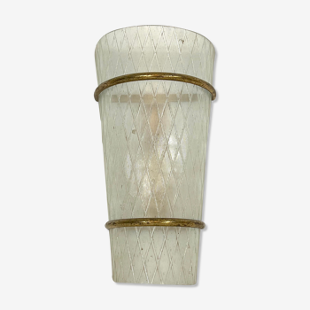 Mid-Century Italian single glass and brass sconce from 50s