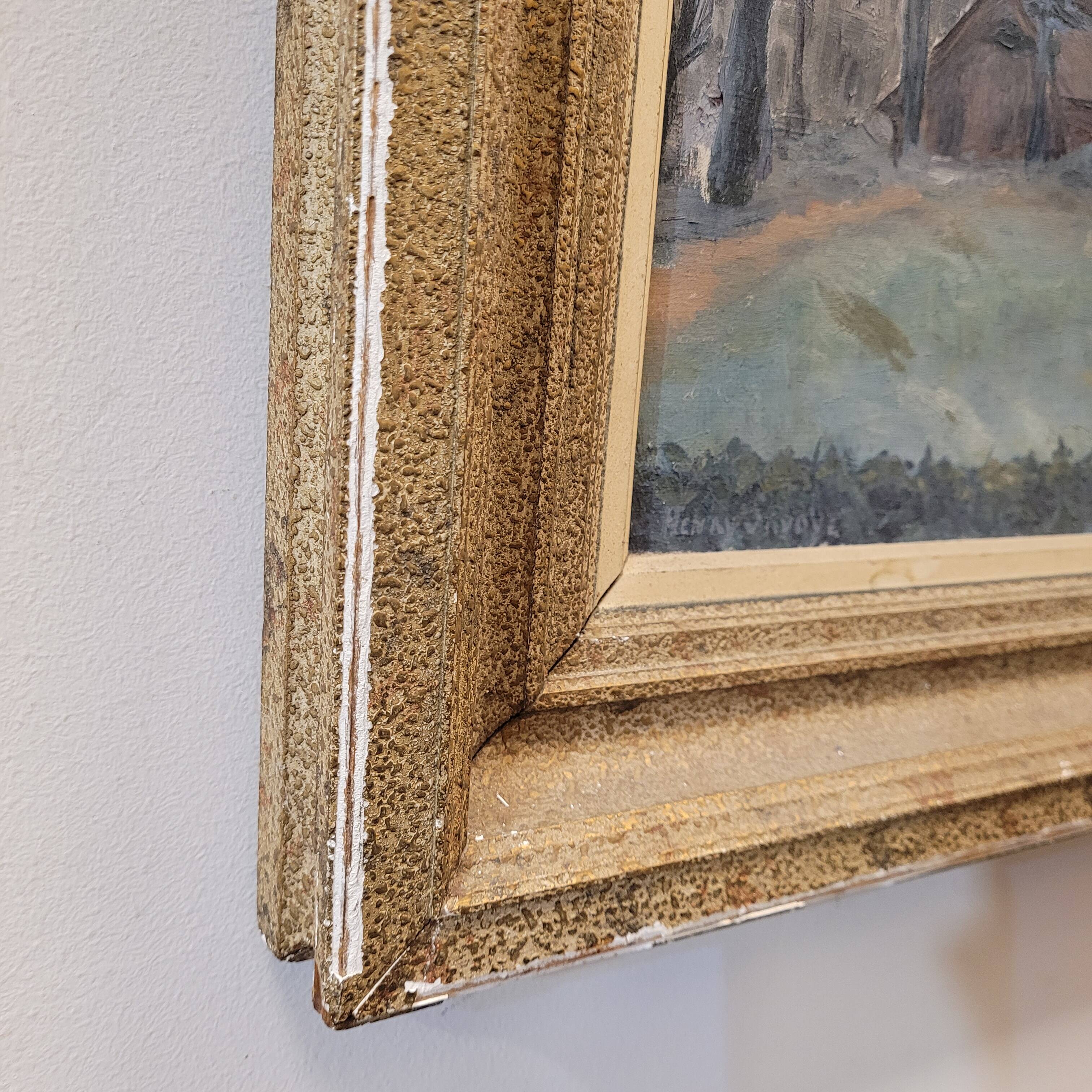 Oil on the link “Vista urbana en invierno”, Firmado “Henry Savoye”, pps. s. XX - France