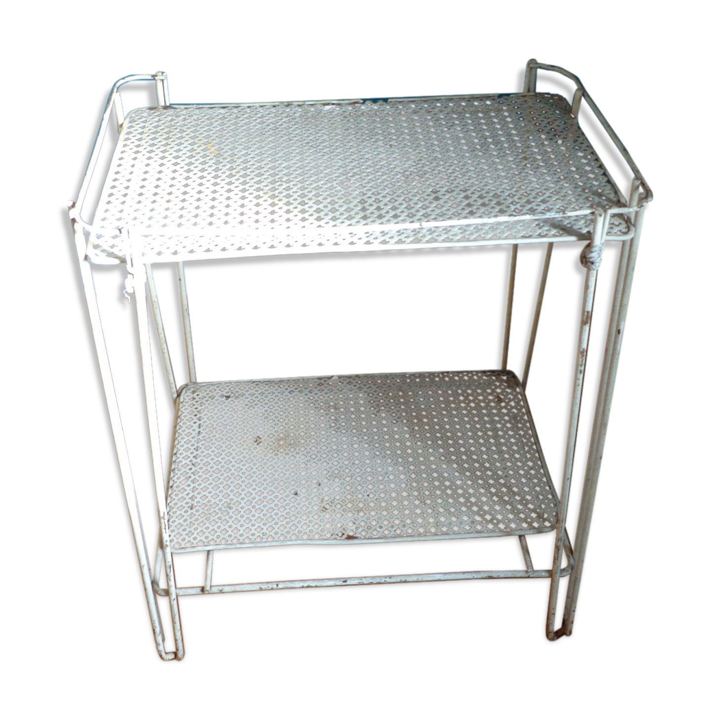 Vintage perforated metal shelf