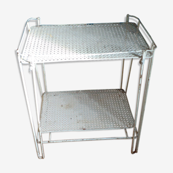 Vintage perforated metal shelf