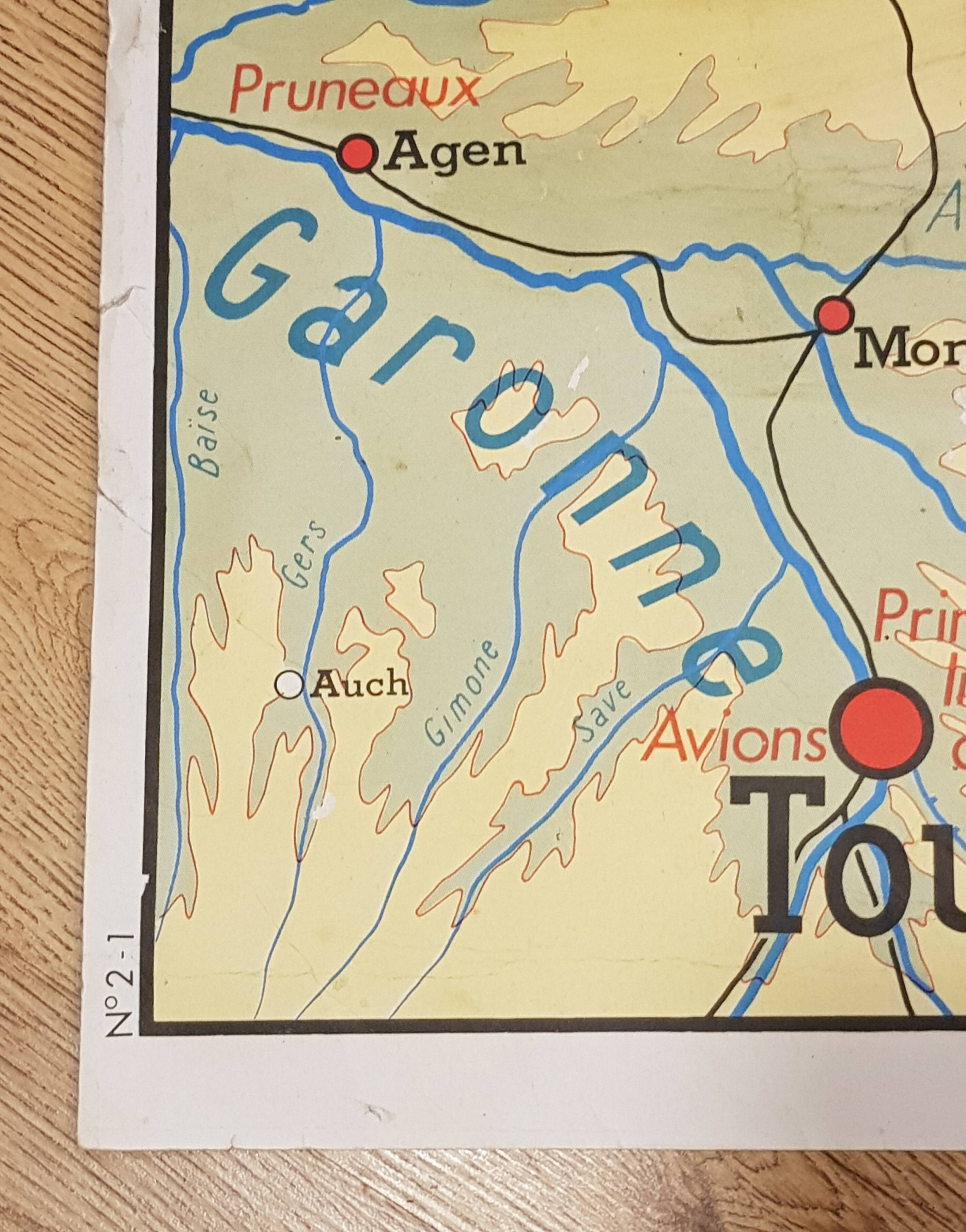 Editions Rossignol map - Massif Central & Jura (90 x 75cm)