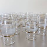 19 granite and frosted effect glasses, white and gold, 50s-60s