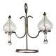 Mid-century Danish wrought iron and glass table oil lamp, 1960s.