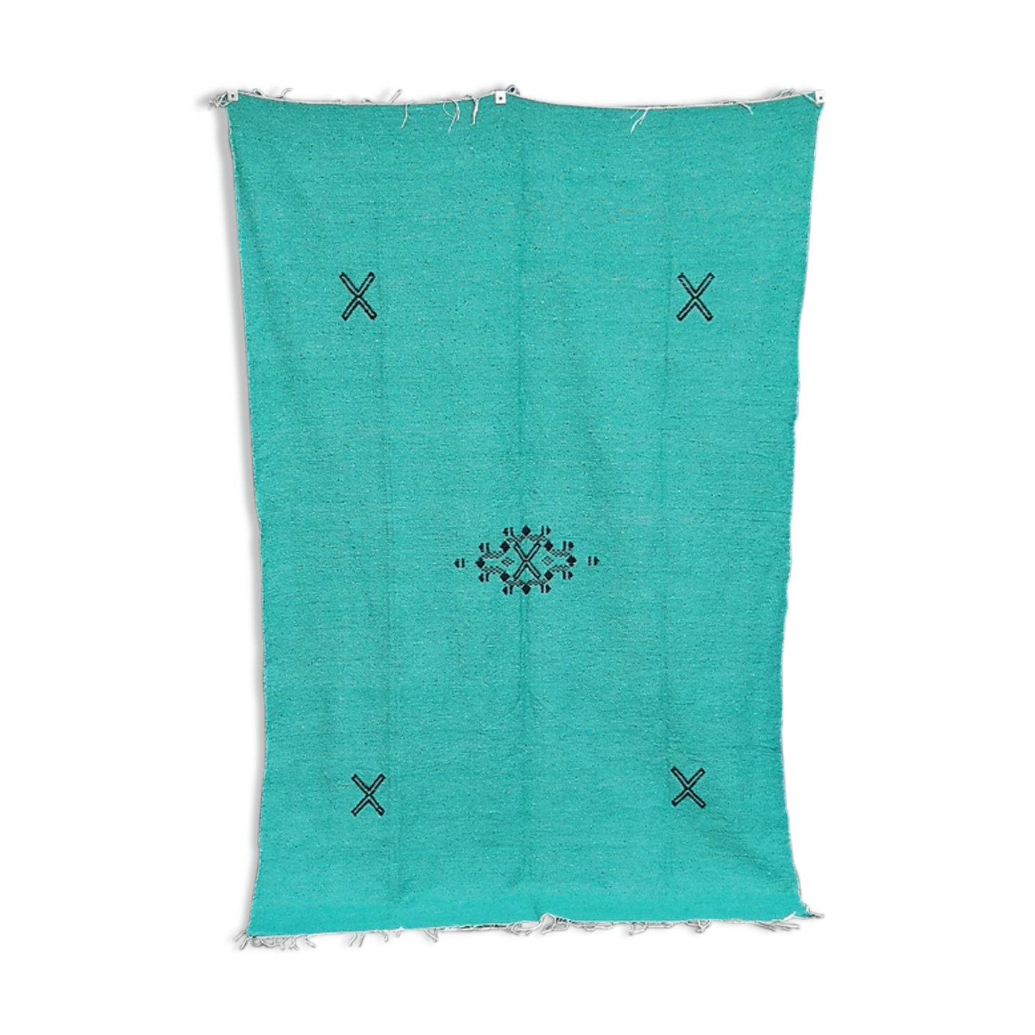 Berber green cotton carpet 140 x 225 cm