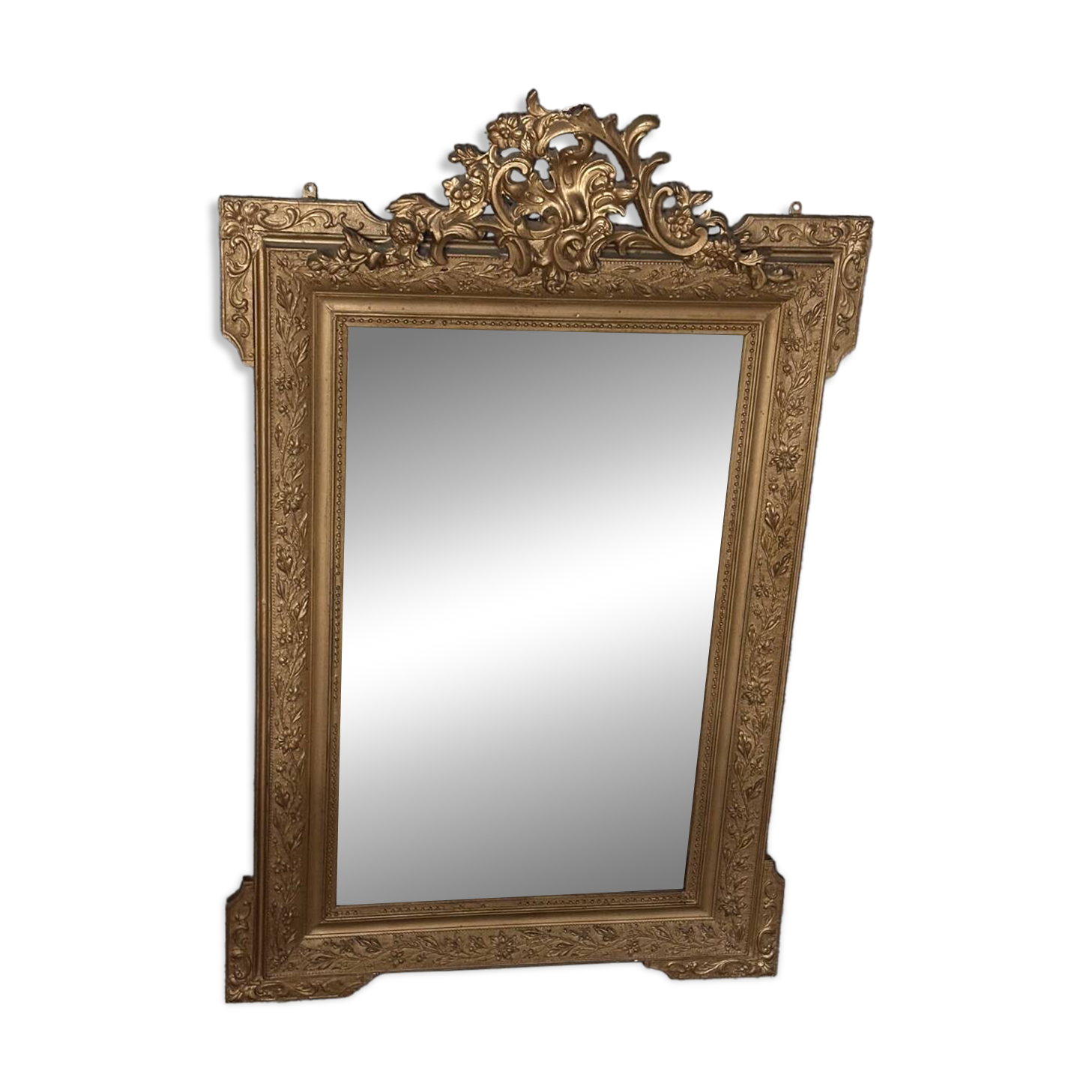 Miroir doré ancien motif floraux 19eme