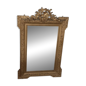 Miroir doré ancien motif floraux 19eme