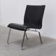 Unique black leather & steel modernist lounge chair, 1960s
