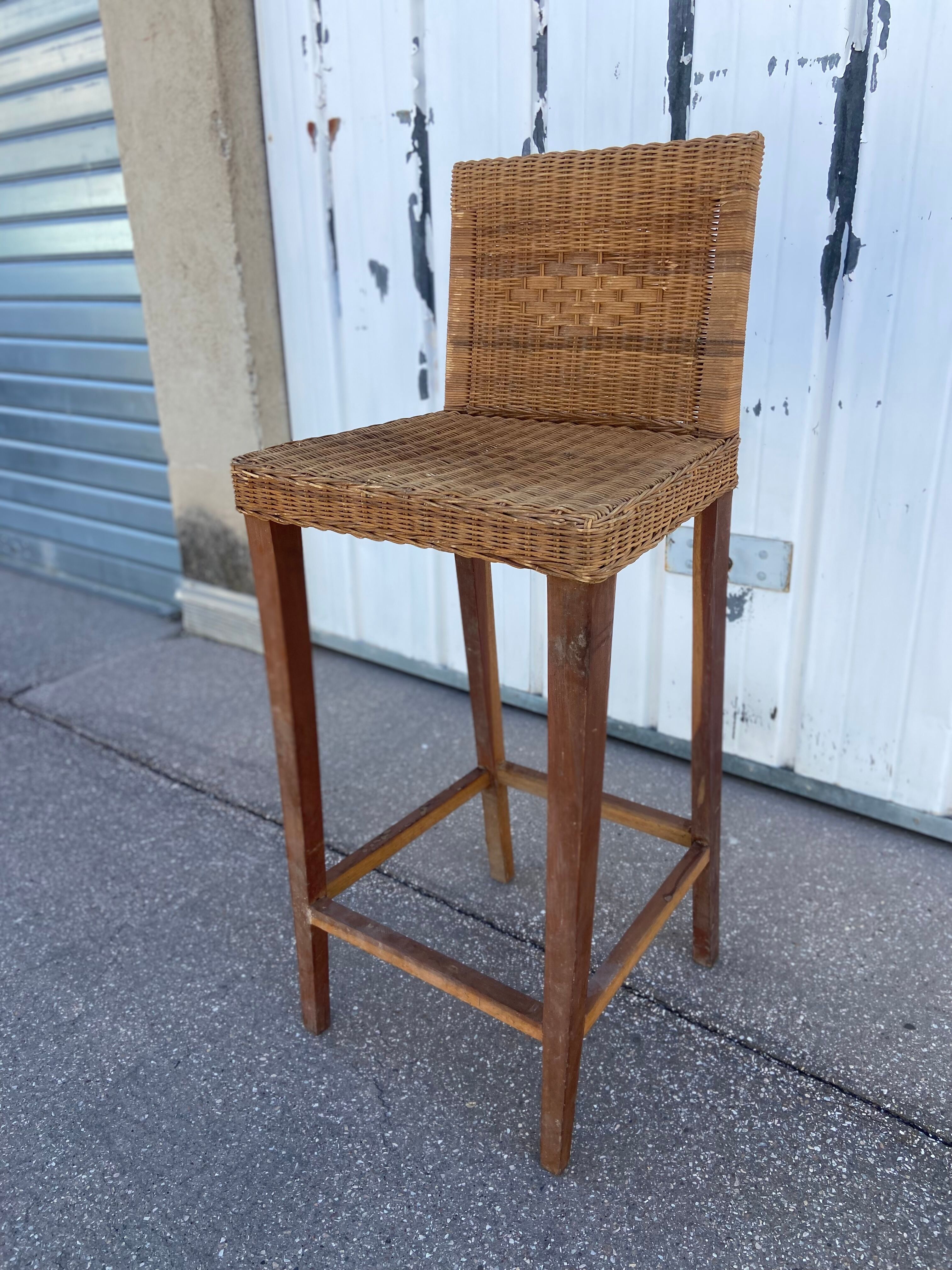Vintage wicker top stool