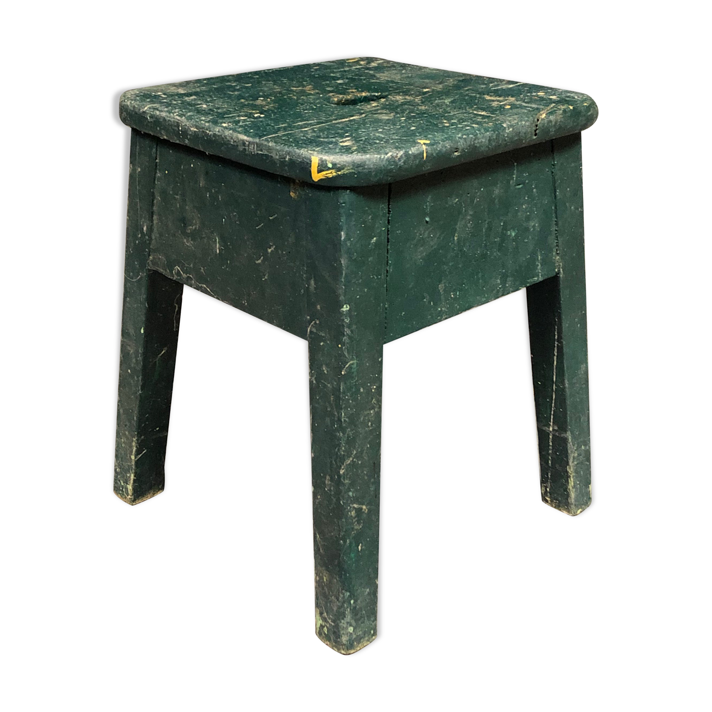 Small green painted wooden stool