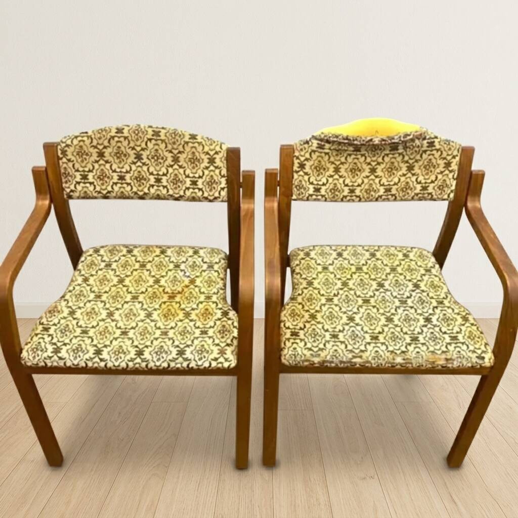 Bentwood armchairs, mid-century, upholstered, TON, 1960s, Czechoslovakia