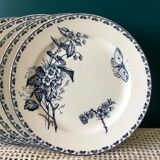 Set of 6 plates Sarreguemines "terre de fer" model Carmen