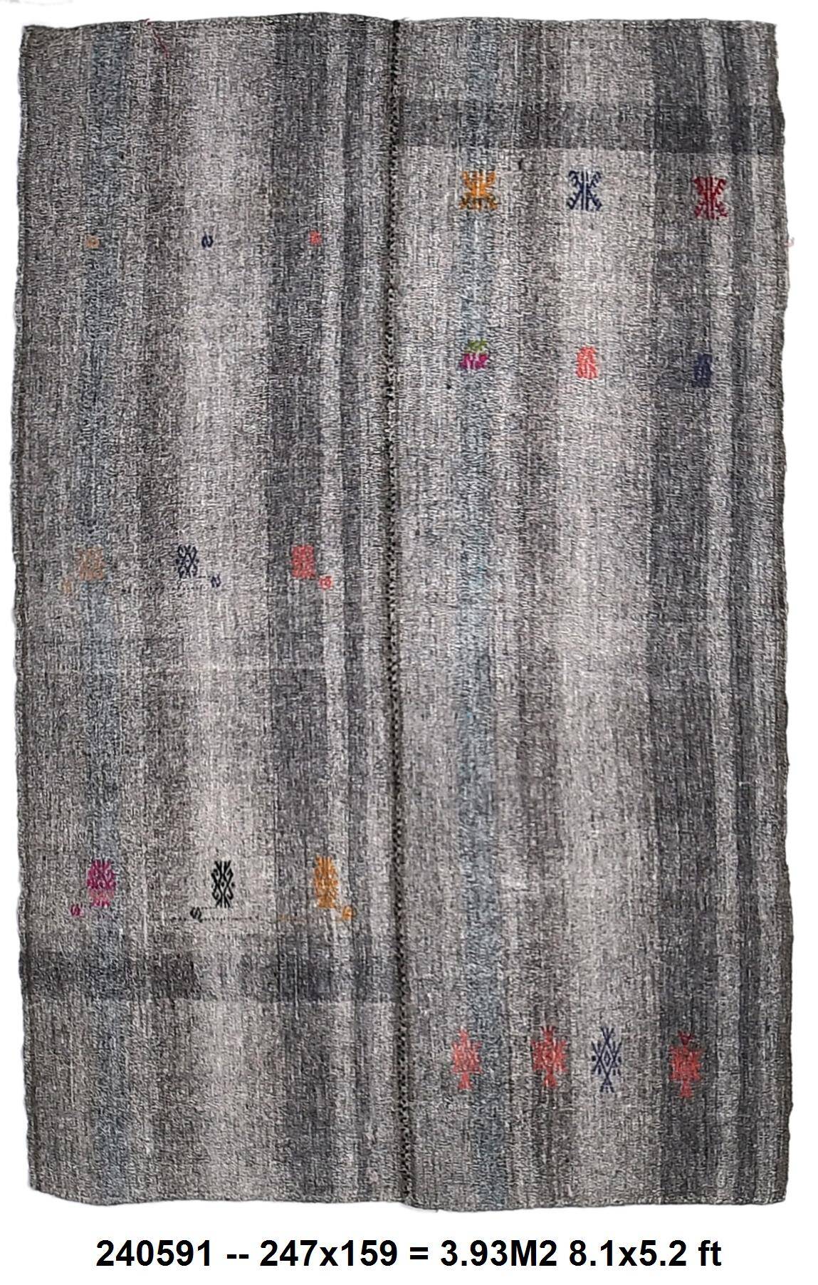Gray Black Turkish Kilim Rug 159x247Cm SK 240591