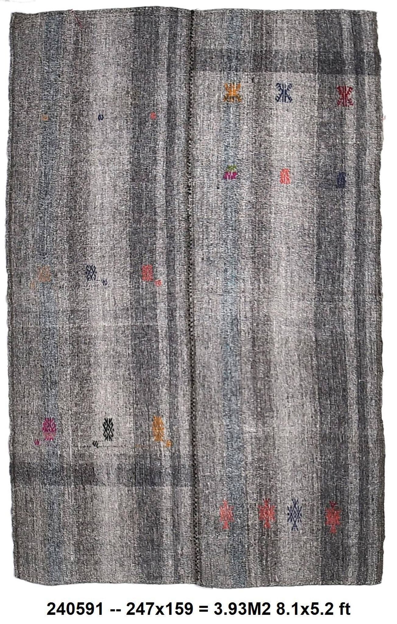 Gray Black Turkish Kilim Rug 159x247Cm SK 240591