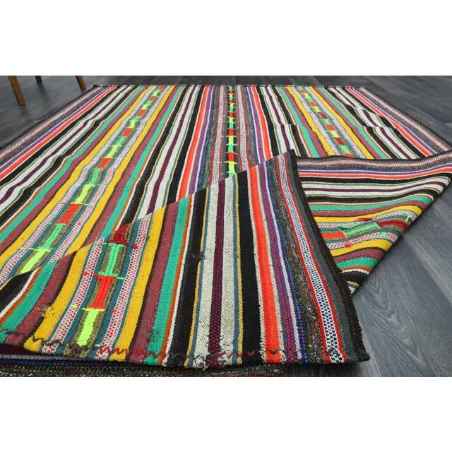 1970s Vintage Turkish Oushak Handmade Wool Cotton Yellow Area Rug 185x267