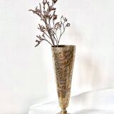 Engraved brass vase