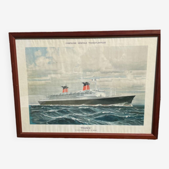 Vintage framed France liner poster 1960