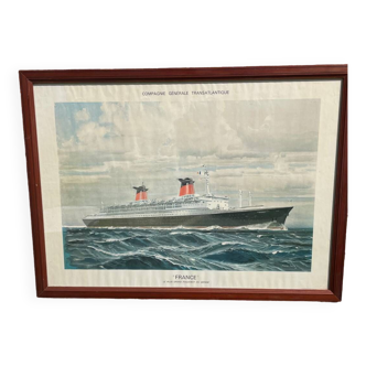 Vintage framed France liner poster 1960