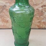 Old green molded glass vase vintage grape cluster decor