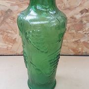 Old green molded glass vase vintage grape cluster decor
