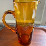 Amber pitcher bubbled glass