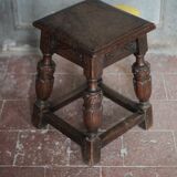 Antique wooden stool in Elizabethan English style, occasional stool