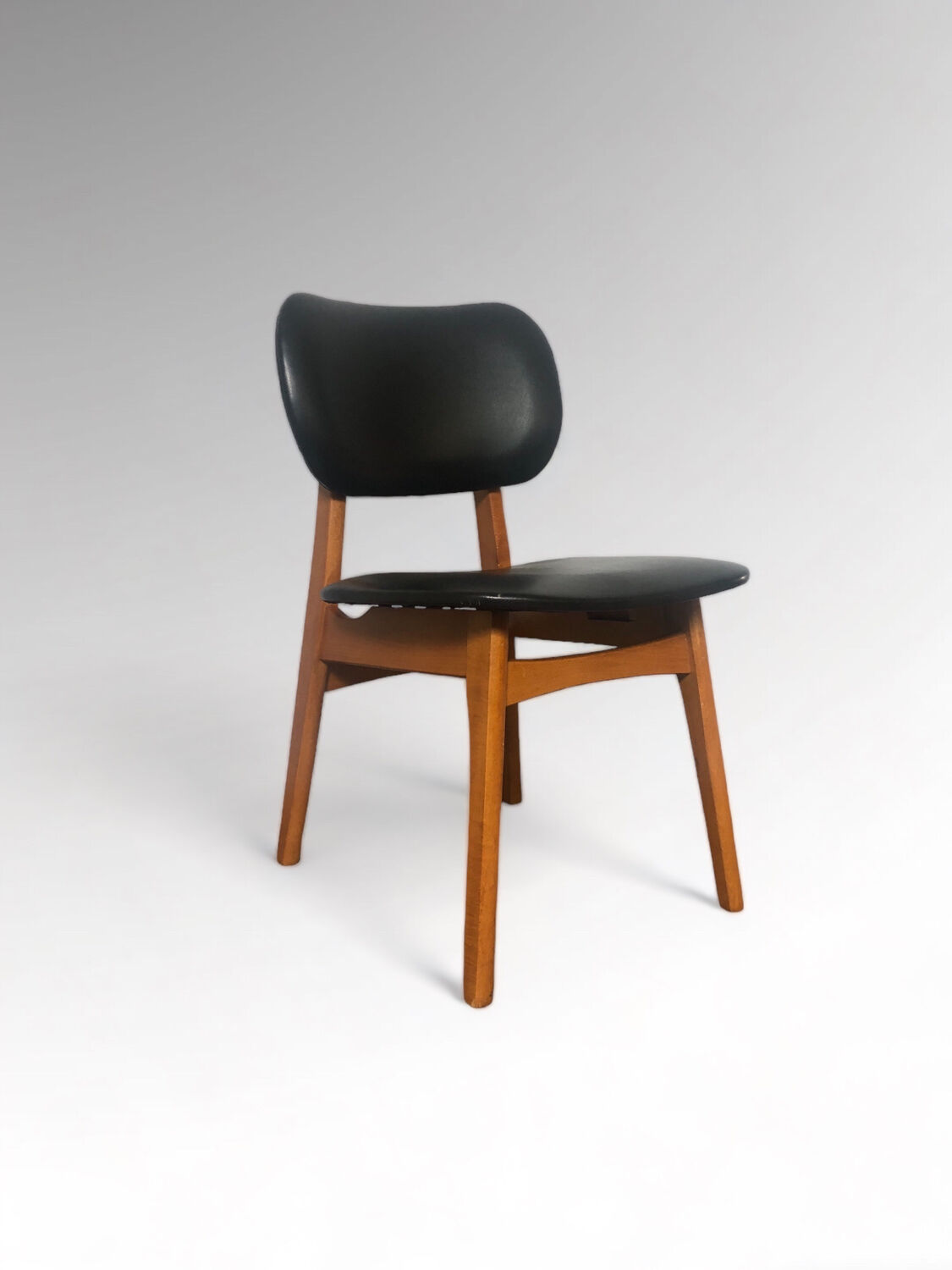 Vintage armchair in skai and beech Danish style 1960s