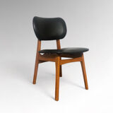 Vintage armchair in skai and beech Danish style 1960s