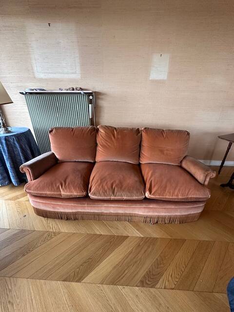 Vintage terrcota velvet 3-seater sofa from the 60s/70s