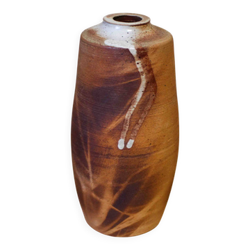Partially glazed ceramic vase