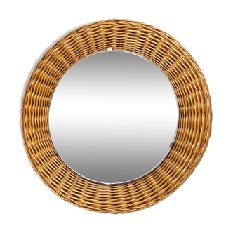 Mid century rattan mirror by Jan Kalous for ÚLUV, 1960´s, Czechoslovakia